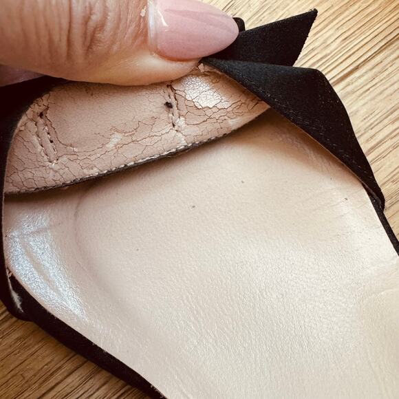 Adrienne Vittadini Black Satin Bow Detail Sling Back Heel Size 7 - Picture 11 of 13